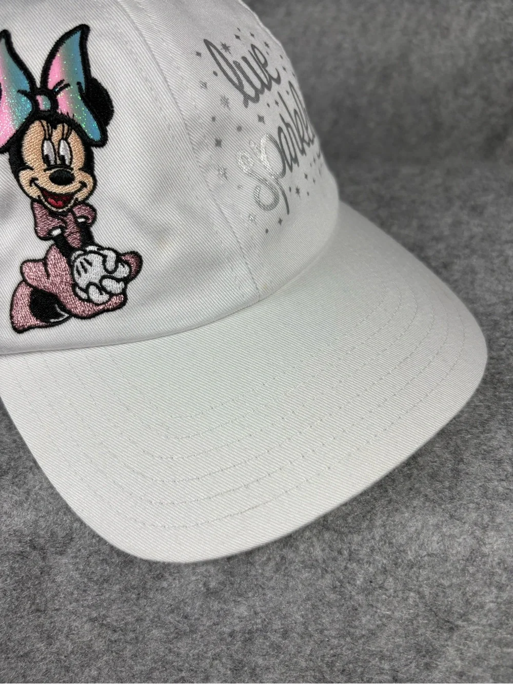 Disney Parks Minnie Mouse Live Sparkly White Youth Adjustable Hat